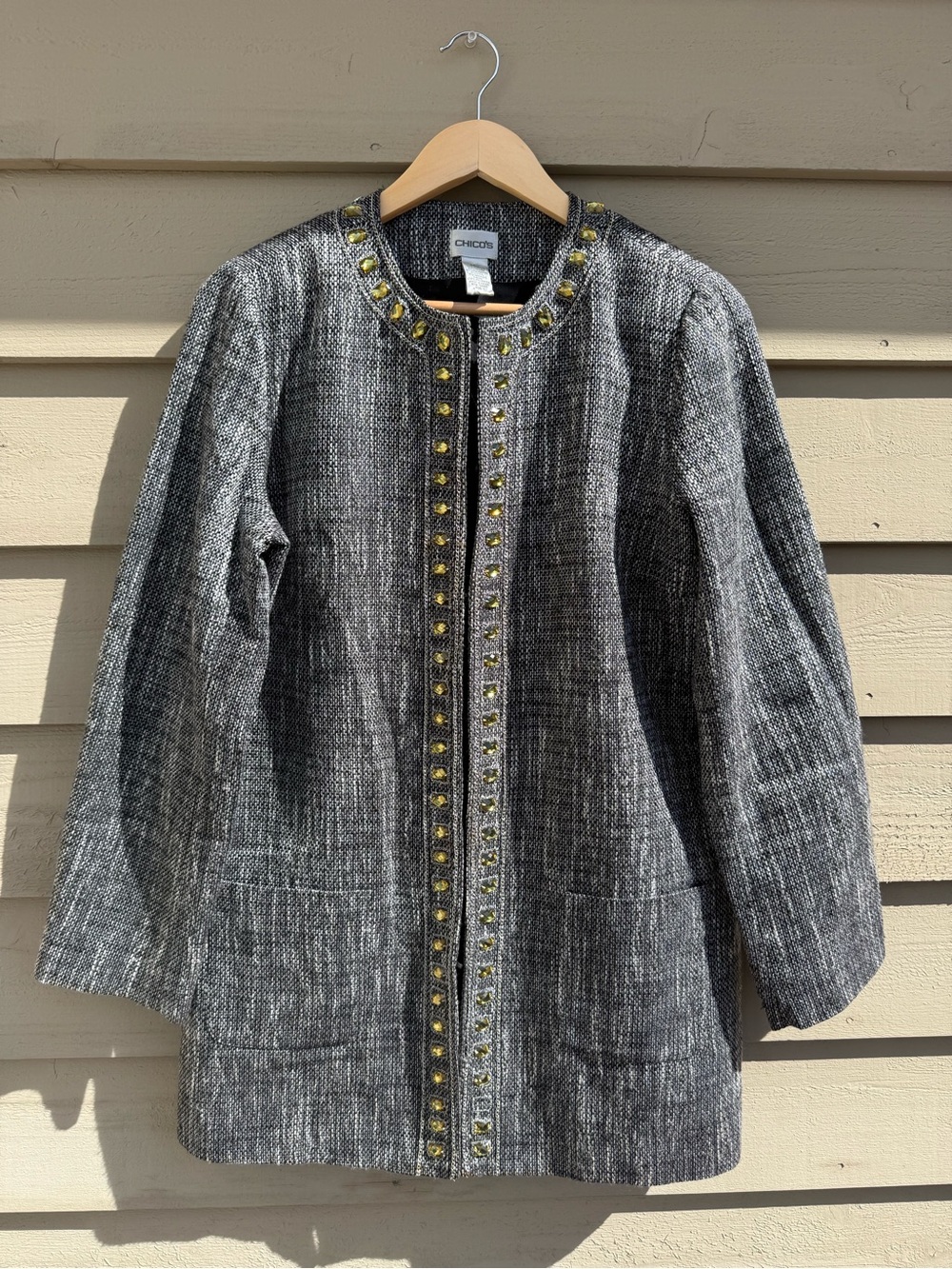 Chico’s Embellished Tweed Jacket Size 1